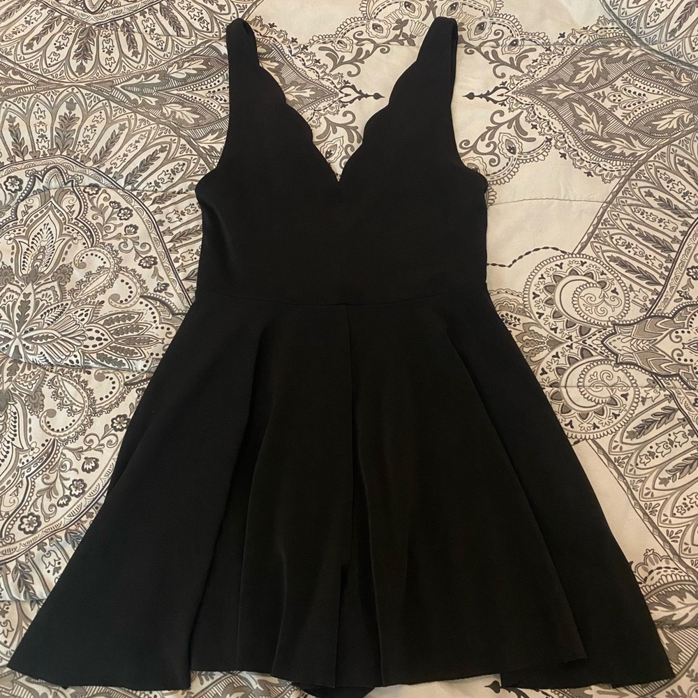Urban Outfitters Kimchi Blue Black Scalloped Sleeveless Mini Romper